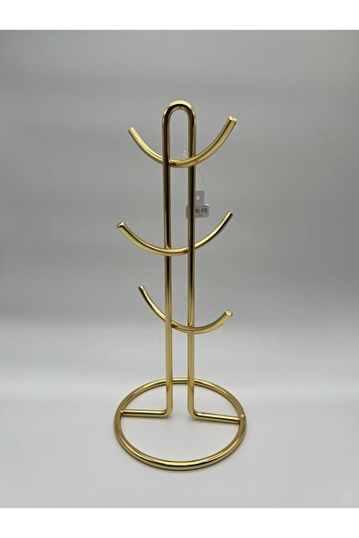 B&D Tree-design coffee cup holder with 6 hooks, gold metal, modern design