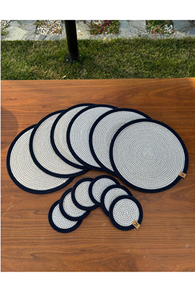 Home Inn Home Textile Wicker Look 12-Piece Tableware Set – Plate and Coaster Set