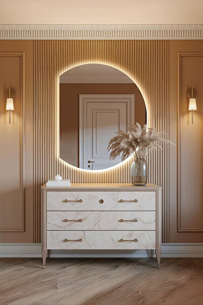 Fawdecor Premium Led Işıklı Şık ve Zarif Ayna Modern Tasarım Duvar Aynası Ban...