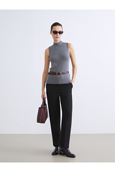 LC Waikiki Lcwaikiki Classic Gray Mock Neck Women's Knitwear Sweater