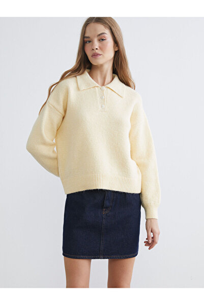 LC Waikiki Xsidesarı Polo Yaka Oversized Women's Knitwear Sweater