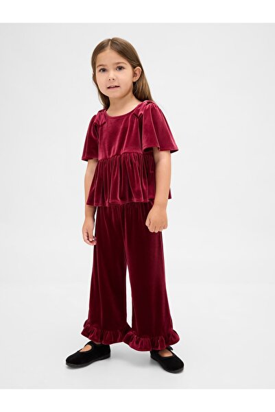 GAP Kız Bebek Kırmızı Kadife Fırfırlı Outfit Set