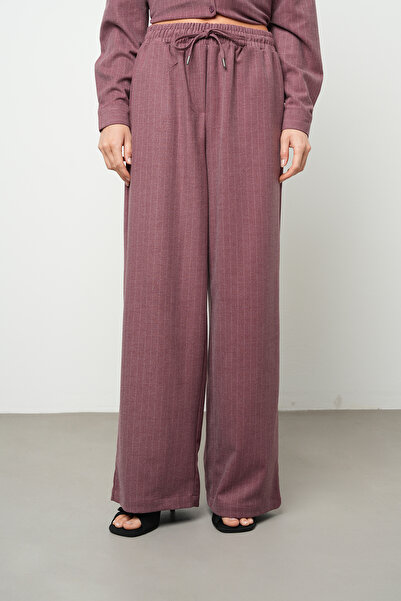 Orfeo Negro Women's Wide Leg Elastic Waist Striped Patterned Trousers