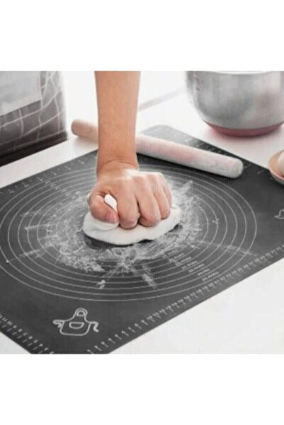 ZUZU MADE Büyük Boy 45x65 Cm Silikon Hamur Açma Matı Ve 3'lü Hamur Kesici Kazıyıcı Seti