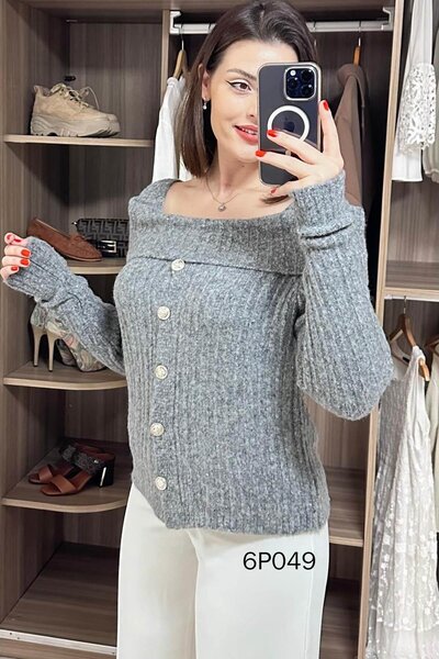 İnce Topuk Prive Seri Madonna Collar Knitwear Cardigan 6P049