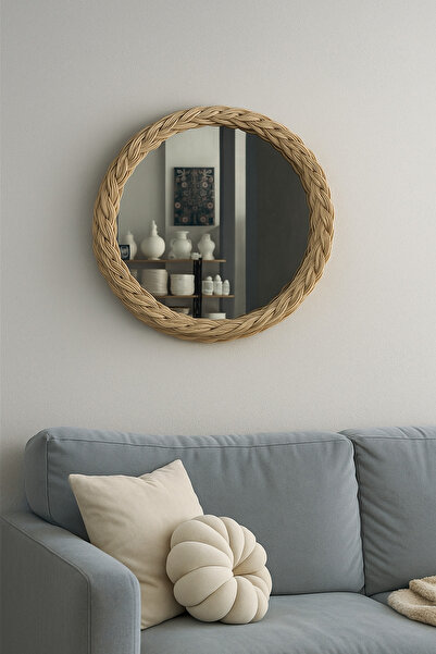 ATELİERNİSAN Rattan/Bambu Dekoratif Ayna 35Cm
