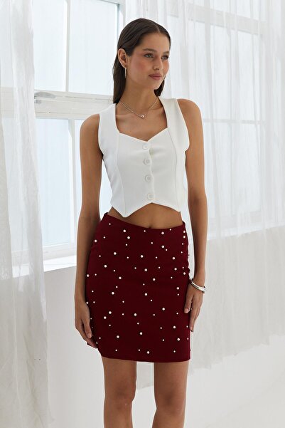 Shopping Shop Pearl Short Skirt Bordo