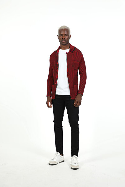 elkumoda Men's Slim Fit Italian Collar Knitted Winter Cardigan Shirt Button Closure Slim Fit