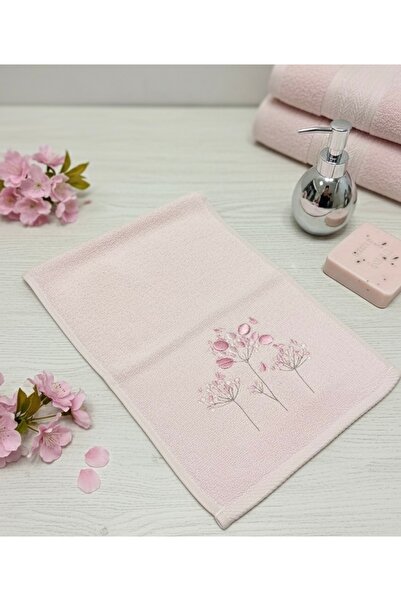 Evoya Home Pembe Çiçek Nakışlı Pamuklu Mutfak Havlusu 30X50 CM Yıkanabilir Havlu