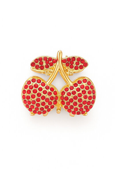 cityvision Stone Detailed Cherry Design Metal Hair Clip Red Color 4 cm – Sparkling and Elegant Accessory