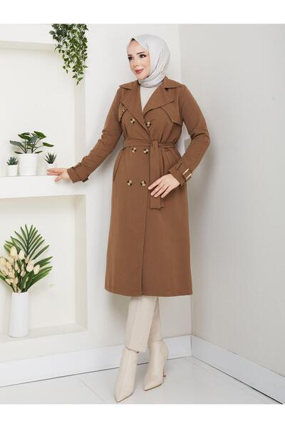 ESLEMNUR Trench Coat with Chain Detail on the Back
