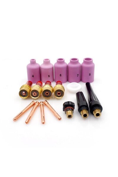 INTENSIV Set echipare pistolet TIG-WIG cu lentile de gaz (17 accesorii)