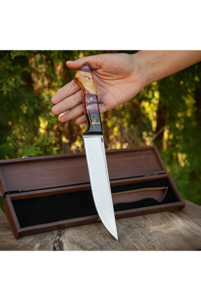 kösemehmet N690 Çelik Profesyonel Kasap Bıçağı – İşlemeli – Özel Ahşap Kutulu