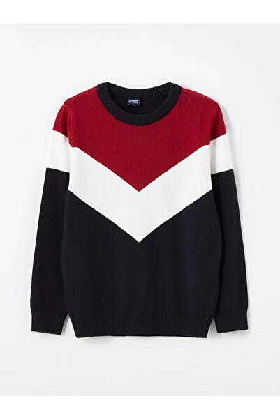 LC Waikiki LCW Kids Mavi Bisiklet Yaka Desenli Erkek Çocuk Kazak