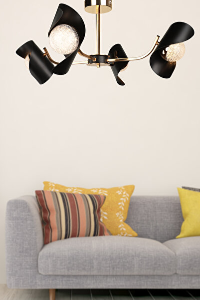 Begüsa Barella Ledli 4.Lü Avize Gold Kaplama