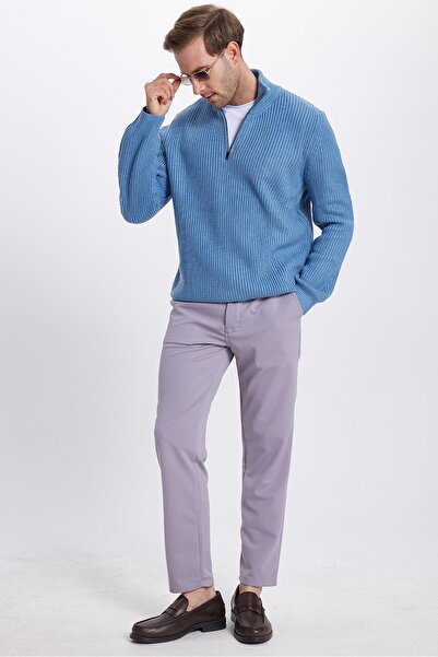 Tudors Men's Slim Fit Slim Fit Elastic Waist Lace-Up Detailed Gray Trousers