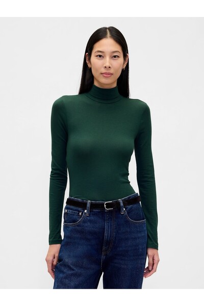 GAP Kadın Yeşil Tüy Hafifliği Kayık Yaka Kazak