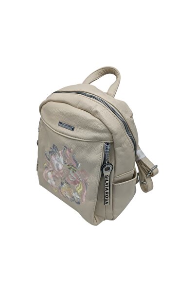 EVoStyle Women's Backpack Silvia Rosa SR-6028, Beige, 30 x 26 x 14 cm