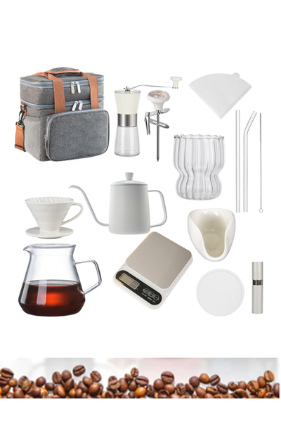 EHOME ماكينة صنع القهوة V60، مجموعة قهوة، مطحنة قهوة بالتنقيط، ميزان قهوة، غل...