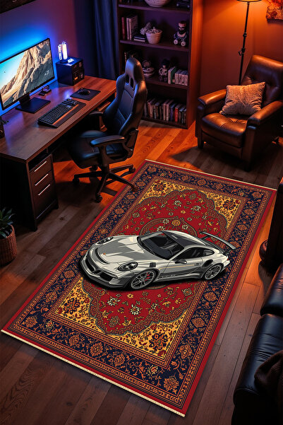 Charmbi Arabalı Halı Desenli Kaymaz Taban Makinede Yıkanabilir Gaming Oyuncu ...