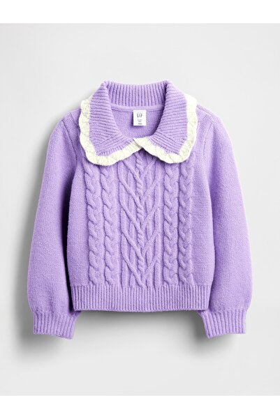 GAP Kız Bebek Mor CashSoft Yaka Detaylı Kazak
