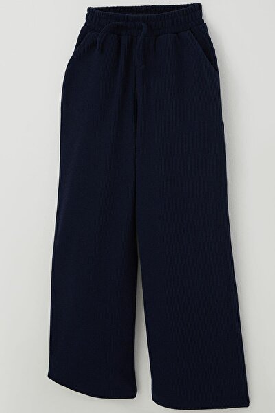 Breeze Girls' Sweatpants with Lace Accessories, Elastic Waist, Ages 8-14, Navy Blue