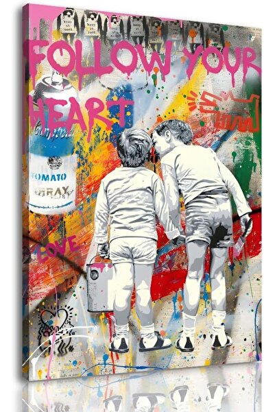 ALAYRA International لوحة جرافيتي بانكسي مؤطرة على قماش 40×60 سم - ديكور جدار...