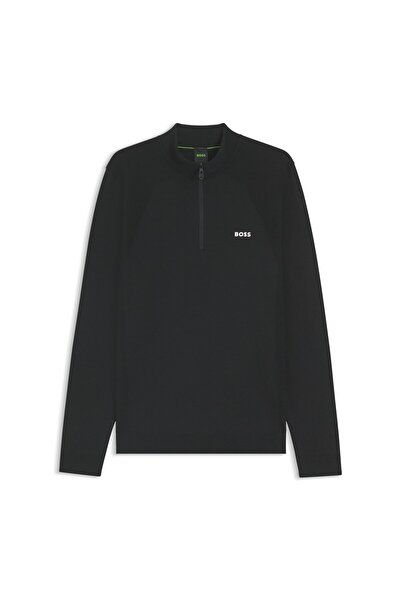 BOSS Vücut Haritalamalı Ve Çeyrek Fermuarlı Pamuk Karışımlı Kazak