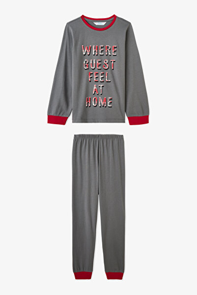 Penti Boys' Guests Plaid Cotton Long Sleeve 2-Piece Pajama Set