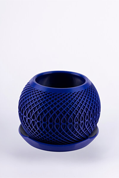 Floranti Spiral Örgü Dokulu Yuvarlak Dekoratif Saksı 20,5x20,5x16cm No.1001.M-03