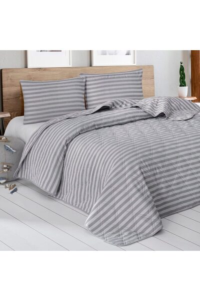 Asir Bedspread 240x225 cm Water Yollu Satin – Light Grey