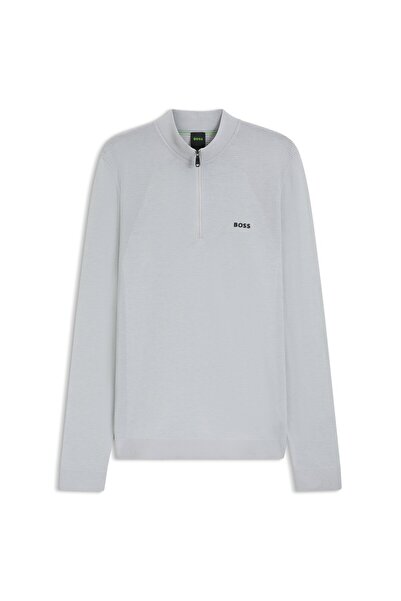 BOSS Vücut Haritalamalı Ve Çeyrek Fermuarlı Pamuk Karışımlı Kazak