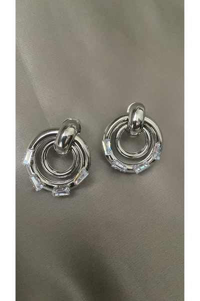 Kralicheaxsesuar YESHİM Gümüş Renk Halka MNG Küpe