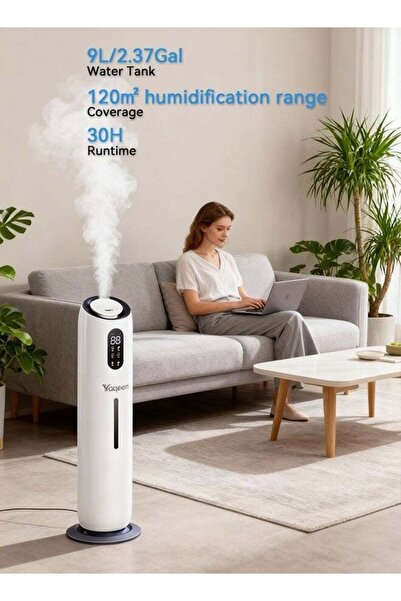 yaqeen Humidifiers For Large Room Bedroom, Adjustable Mist 9L Top Fill Ultrasonic Cool Mist Humidifier
