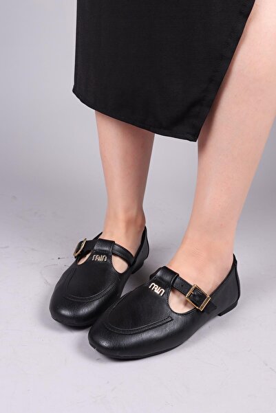 Birikon Tandi̇l Belted Buckle Ballerinas Black