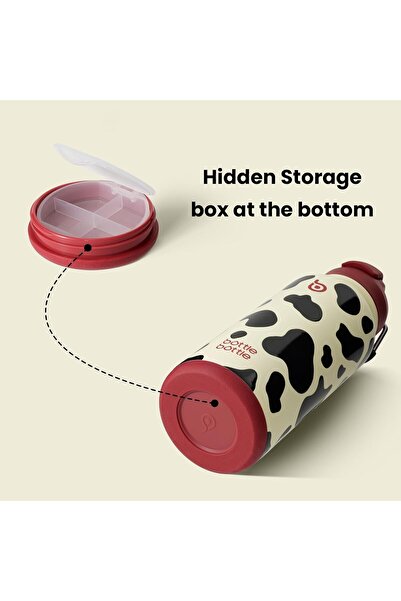 bottlebottle 32oz Insulated Stainless Steel Sports Water Bottle with Straw & Dual-Use Lid (Cow)