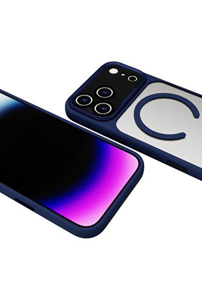 Fuchsia Apple iPhone 17 Pro Max Hazar Magsafe Cover - Navy Blue