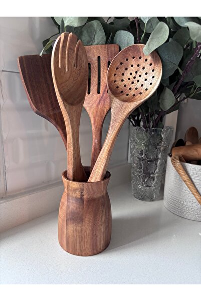 3ER KARDEŞLER Acacia Countertop Spoon Rest Set