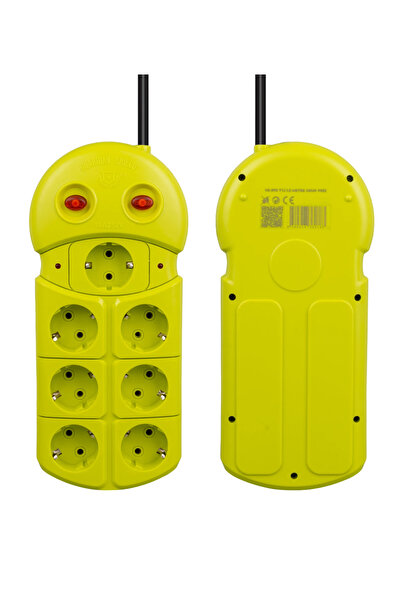 Ecuy 7'li Uzatma Kablosu İki Ayrı Anahtarlı 7 Fişli Grup Priz 250 Volt 16 A 1,5 Metre Kablolu Priz