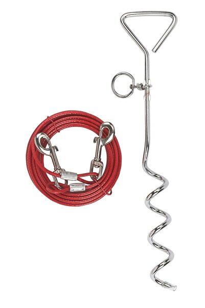 KERBL Dog Leash Set - Stake and Yard Cable - 6 m