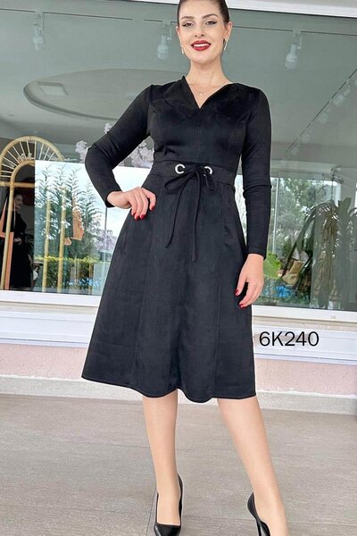 İnce Topuk Bird Eye Detail Suede Dress 6K240