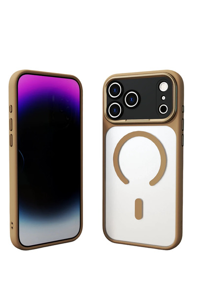 Fuchsia Apple iPhone 17 Pro Hazar Magsafe Cover - Gold