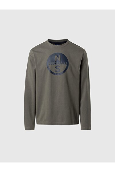 North Sails Grafik Baskılı Uzun Kollu Pamuk Tişört