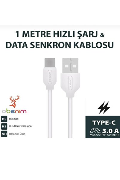 obenim Type-C USB Şarj ve Data Kablosu / Type C kablo 1 Metre / Hızlı Şarj Teknolojisi / USB Type C / 3.0