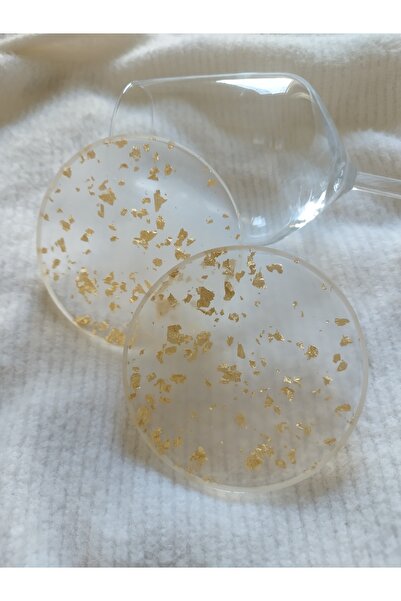 karelim home Coaster Epoxy Gold Leaf 10X10 Custom Series