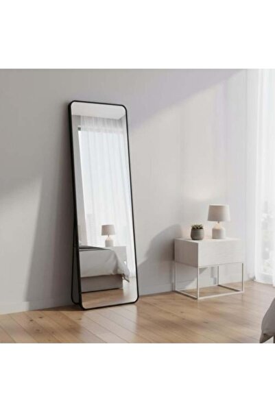 Family Ship Standing Mirror with Aluminum Frame, Shatter-Resistant, 170×50 cm - Black