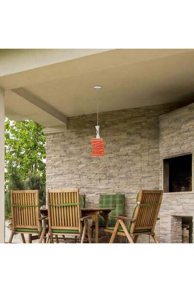 RFAN Pendant, Model 2716-1, with Lampshade, 1 x E27, Adjustable Height, Red