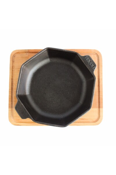 Brizoll Set de tigăi octogonale din fontă cu suport 140 x 25 mm