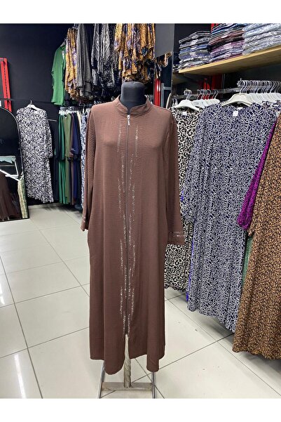 ESİL GİYİM Taş Detaylı Cepli Rahat Kesim Ferace