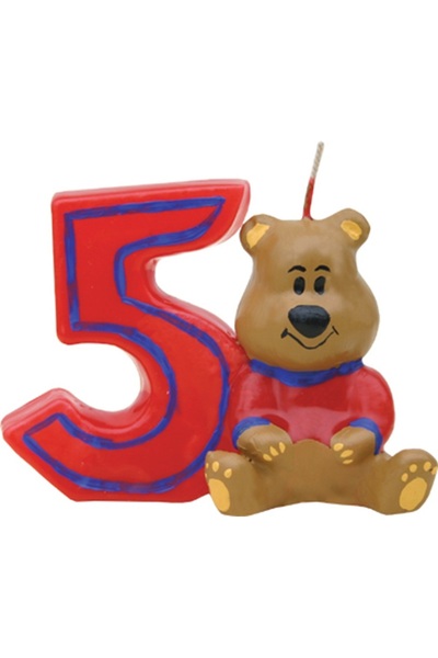 Mueller kerzen teddy bear birthday candle number 5